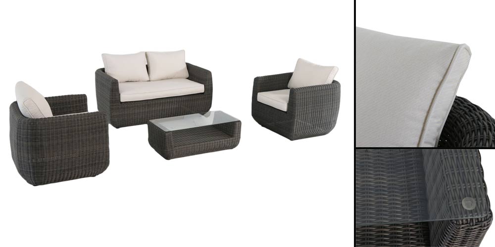 Salon de jardin en résine tressée corona