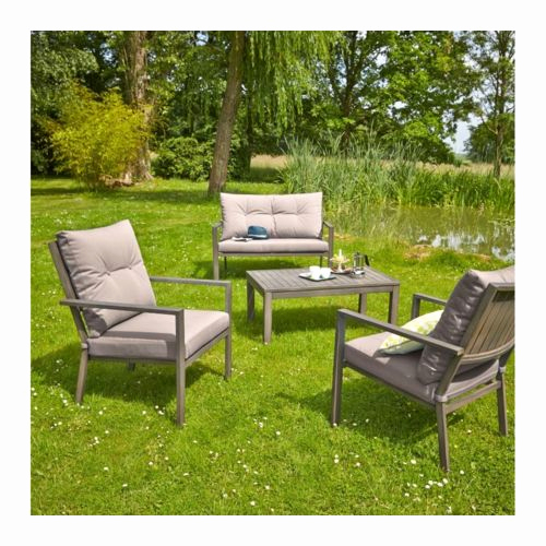Salon de jardin bas aluminium gris